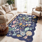 4x6 Living Room Area Rugs: Washable Boho Bedside Rug Non-Slip Floral Small Low Pile Carpet for Kitchen Bedroom Non-Shedding Floor Mat for Kids Room Office Durable Mat for High traffic Area(4x6，Purple)