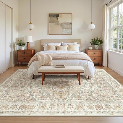 zesthome Area Rugs 6x9, Large Rugs for Living Room, Stain Resistant Washable Rug, Rugs for Bedroom with Non Slip Backing, Ultra-Thin Vintage 6x9 Area Rug