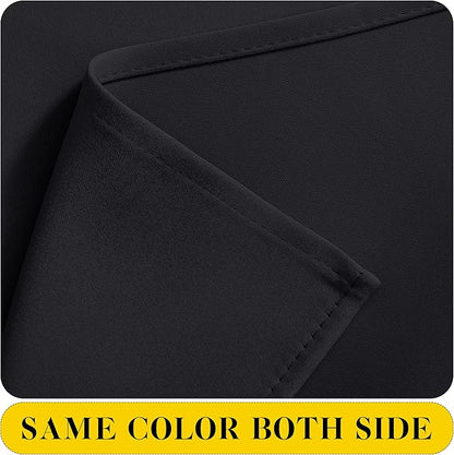 NICETOWN Black Blackout Curtains with Attached Valance, Solid Room Darkening Window Treatment Drapes/Draperies for Bedroom (2 PCs, 52 inches Wide by 45 inches Long)