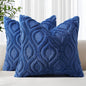 decorUhome Throw Pillow Covers 18x18 Inch Set of 2, Soft Plush Faux Wool Dark Blue Solid Couch Pillow Covers, Accent Farmhouse Neutral Square Pillow Cases for Sofa Bed Living Room