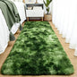 Tepook Soft Runner Rugs for Bedroom 2x6 with Rubber Backing, Tie-Dyed Dark Green Fluffy Rugs for Hallway, Shag Bedside Rug Fuzzy Plush Carpet for Living Room Dorm Nursery Indoor Home Decor
