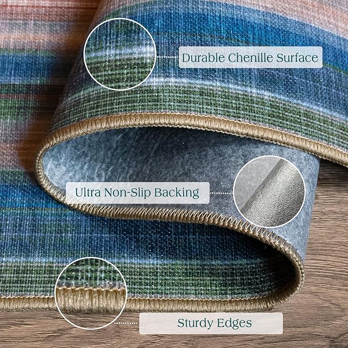 Front Door Mat Outside Entrance - 2x3 Ombre Non-Slip Washable Doormat Indoor Outdoor Mat Rust Blue Modern Rainbow Entry Rug Small Throw Rugs for Entryway Bedroom Kitchen Front Porch Decor