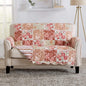 Great Bay Home Reversible Floral Patchwork Loveseat Furniture Protector - Machine Washable, Scalloped Edge, Stain Resistant, Printed Furniture Cover for Dogs, Kids, and Pets (Burgundy/Taupe)