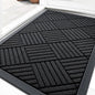 OLANLY Front Door Mat Outside Entrance 35x23, Absorbent, Heavy Duty Sturdy Natural Rubber Doormat Indoor Outdoor, Stain and Fade Resistant, Non-Slip Low Profile Floor Mat for Entryway, Black Diamond