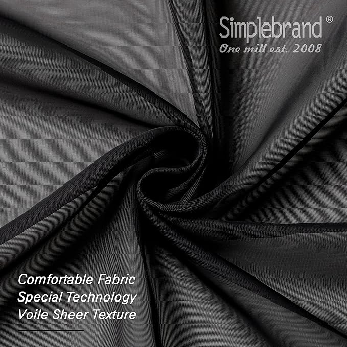 Simplebrand Black Sheer Curtains 72 Inches Long 2 Panels for Living Room, Rod Pockets Airy Window Treatments Voile Sheer Black Curtains Panels Lightweight for Front Back Patio Glass Door, 42" Width
