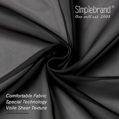 Simplebrand Black Sheer Curtains 72 Inches Long 2 Panels for Living Room, Rod Pockets Airy Window Treatments Voile Sheer Black Curtains Panels Lightweight for Front Back Patio Glass Door, 42" Width