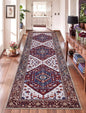 SERISSA Runner Rug for Hallways, 2'6"x8' Washable Non Slip Kitchen Runner Rug, Long Boho Rug Vintage Burgundy Navy Hallway Stair Ultra Soft Print Floor Carpet for Bedroom Bathroom Laundry Room