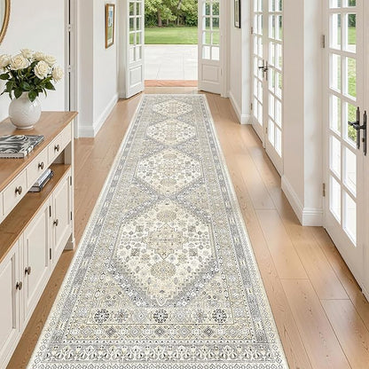 zesthome Washable Runner Rug 2.5x10 - Stain Resistant Entryway Rug,Ultra-Thin Kitchen Rugs, Anti Slip Backing Runner Rugs for Entrance Laundry Room Indoor Hallway (Beige,2.5'x10')