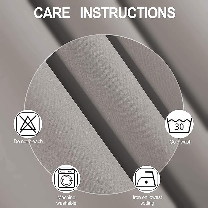 LEMOMO Light Beige Thermal Blackout Curtains/52 x 95 Inch/Set of 2 Panels Room Darkening Curtains