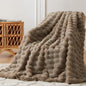 COOVA Faux Fur Throw Blanket for Couch, Cozy Soft and Fuzzy Plush Rabbit Fur Bubble Blanket for Sofa Bedroom Living Room, 50x60 Inches Cationic Brown