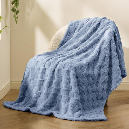 Bedsure GentleSoft Ashley Blue Twin XL Blanket for Bed - Super Soft Cozy Fleece Blankets for Kids, Cute Throws for Girls, Dorm Room Essentials Teens Back to School, 66x90 Inches
