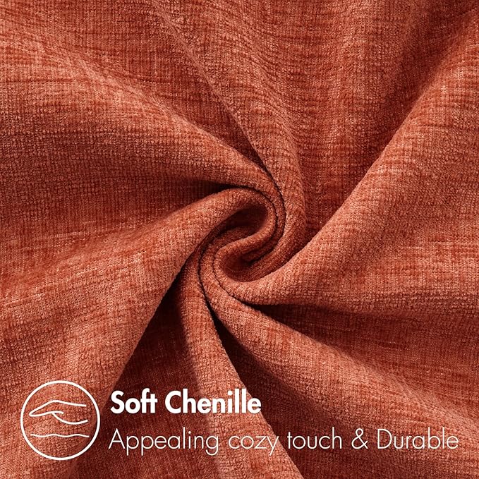 MIULEE Pack of 2 Couch Throw Pillow Covers 12x20 Inch Soft Burnt Orange Chenille Lumbar Pillow Covers for Sofa Living Room Solid Dyed Cases
