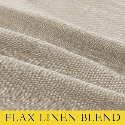 NICETOWN Taupe 100% Blackout Linen Curtains 102 inch Long Burg, Farmhouse Thick Completely Blackout Window Treatment Panels Thermal Insulated Drapes for Living Room (1 Pair, 52" Width Each Panel)