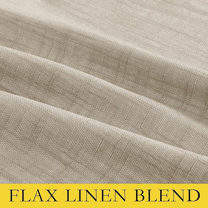 NICETOWN Taupe 100% Blackout Linen Curtains 108 inch Long Burg, Farmhouse Thick Completely Blackout Window Treatment Panels Thermal Insulated Drapes for Living Room (1 Pair, 52" Width Each Panel)