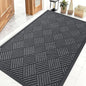 OLANLY Front Door Mat Outside Entrance 47x32, Absorbent, Heavy Duty Sturdy Natural Rubber Doormat Indoor Outdoor, Stain Fade Resistant, Non-Slip Low Profile Floor Mat for Entryway, Black Gray Diamond