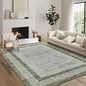 GarveeHome 8x10 Large Washable Area Rug Modern Bordered Rug Distressed Geometric Floor Carpet, Soft Non Slip Rug, Low Pile Non Shedding Rug, Indoor Green Rug for Bedroom, Living Room