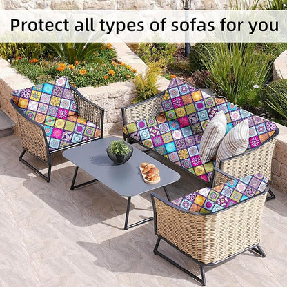 8Pcs Stretch Patio Cushion Covers,Outdoor Couch Covers Replacement,Outdoor Couch & Sofa Slipcovers,for Patio Furniture Cushion Covers,Washable Reusable urniture Protector(Colored Glass,8PCS)