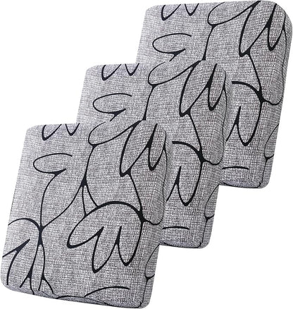 Smiry Printed Couch Cushion Covers, Stretch Soft Couch Covers for Sofa, Washable Non-Slip Sofa Slipcover Furniture Protector for Indoor and Outdoor (3 Pack, Grey and Black)
