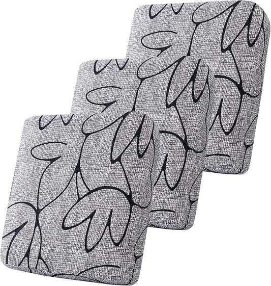 Smiry Printed Couch Cushion Covers, Stretch Soft Couch Covers for Sofa, Washable Non-Slip Sofa Slipcover Furniture Protector for Indoor and Outdoor (3 Pack, Grey and Black)