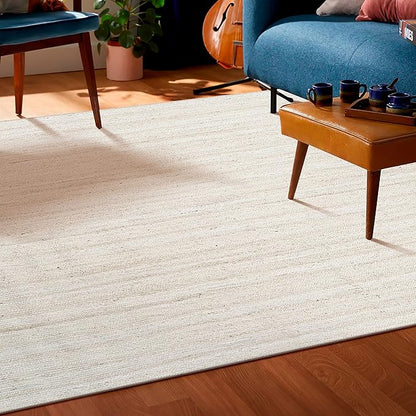 Hausattire Hand Woven Jute Braided Rug, 3'x5' – Off White, Reversible Boho Entry Area Rugs for Kitchen, Living Room I Farmhouse Indoor Outdoor Decorative Floor Rug, 36x60 Inches