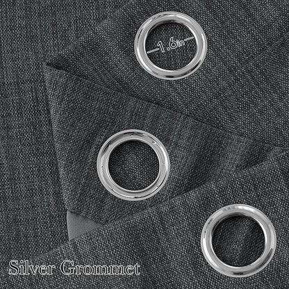 NICETOWN Faux Linen Charcoal Gray Blackout Curtains 84 inches Long for Living Room - Privacy Panels for Bedroom, Modern Farmhouse Style Easy Care Grommet Top, 2 Panels, W52 by L84