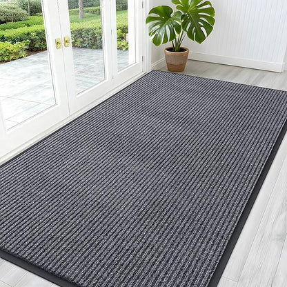 OLANLY Front Door Mat Indoor Outdoor Entrance, Waterproof Heavy Duty Doormat, Fade Resistant, Low Profile, Easy Clean Patio Porch Welcome Floor Mats for Entry, 59x30, Grey
