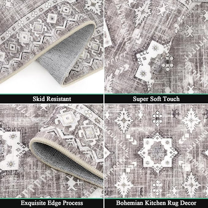 HEBE Boho Kitchen Rug Sets 3 Piece with Runner Non Slip Kitchen Rugs and Mats Washable Kitchen Mats for Floor Thick Kitchen Floor Mat Carpet Runner Rugs for Hallway Laundry Holiday Decor