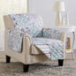 Great Bay Home Reversible Floral Patchwork Chair Furniture Protector - Machine Washable, Scalloped Edge, Stain Resistant, Printed Furniture Cover for Dogs, Kids, and Pets (Gray/Aqua)