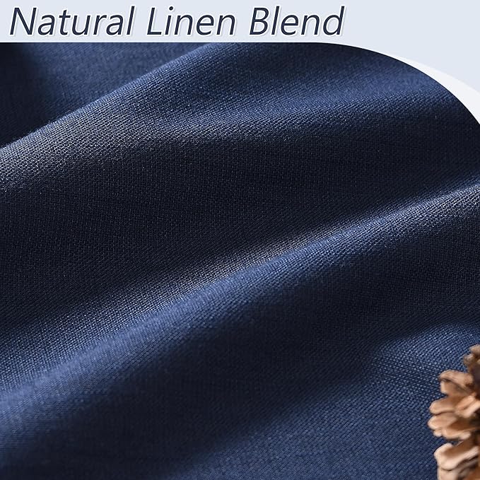 Guken Navy Blue 100% Blackout Curtains 120 Inch Length 2 Panels Set for Living Room Bedroom Back Tab Thermal Insulated Black Out Linen Drapes Room Darkening Window Curtains 120 Inches Long