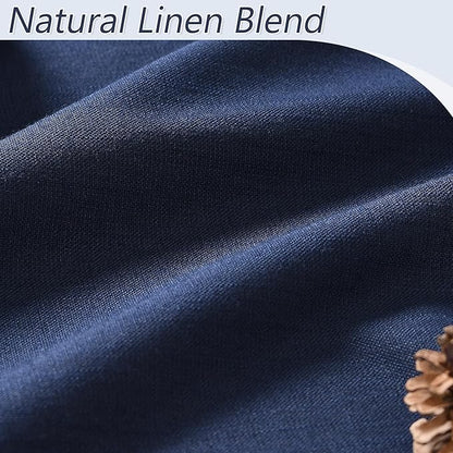 Guken Navy Blue 100% Blackout Curtains 120 Inch Length 2 Panels Set for Living Room Bedroom Back Tab Thermal Insulated Black Out Linen Drapes Room Darkening Window Curtains 120 Inches Long