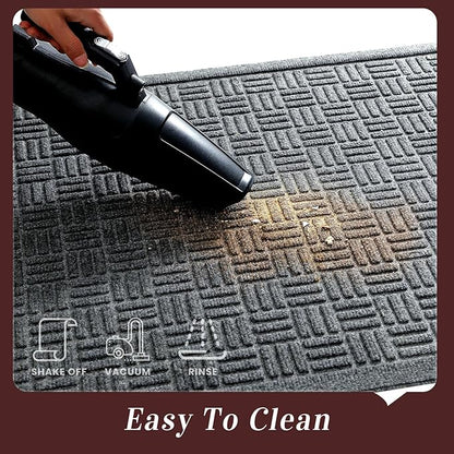 Mibao Front Door Mat Indoor Outdoor Entrance, Dirt Trapping Waterproof All-Season, All-Weather Doormat, Non-Slip Durable Natural Rubber Low Profile Easy Clean Patio Entrance Mat, 29.5" x 17", Grey