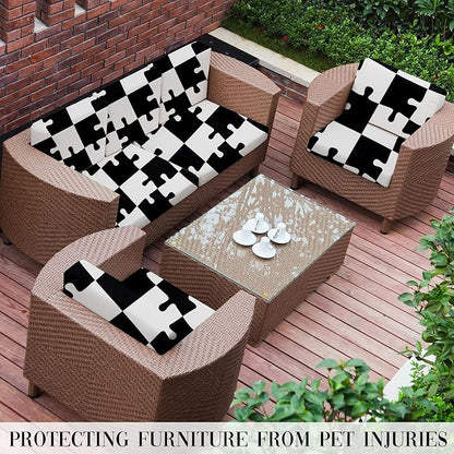 Outdoor Cushion Covers Set,8PCS Patio Furniture Couch Seat Slipcovers, Replacement for Sofa Sectional Chair(Cover，Only)