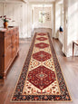 SERISSA Runner Rug for Hallways, 2'6"x14' Washable Non Slip Runner Rug, Extra Long Boho Rug Ultra Soft Vintage Red Black Print Floor Carpet for Bedroom Hallway Entryway Bathroom Laundry Room