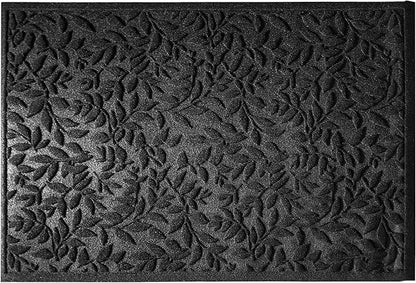 Black Leaves Outdoor Indoor Entrance Door mat, Absorbent Durable Heavy Duty Welcome Front Door Mat,Thick Natural Rubber Back,Easy Clean Entryway Mat 47x32 Inch, Low Profile