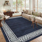 GarveeHome Bordered Bedroom Rugs 5x7 Ultra-Soft Indoor Carpet, Non-Slip Modern Geometric Living Room Rug, Stain-Resistant Neutral Accent Floor Cover for Dining Room, Nursery, Office, Navy Blue