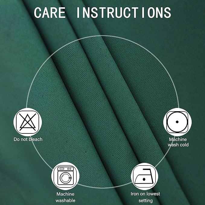 LEMOMO Dark Green Blackout Curtains/42 x 84 Inch/Set of Two Panels Grommet Bedroom Curtains