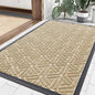 Smiry Front Door Mat Outside Entrance, Heavy Duty Sturdy Natural Rubber Doormat, Trap Dirt and Moisture, Easy Clean Low Profile Mats for Indoor Outdoor Entry, Grid Geometric (35x23, Beige)