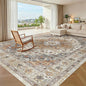 Madane Washable Rug 8x10 Area Rugs for Living Room, Ultra-Thin Non-Slip Backing Rug, Stain Resistant Vintage Large Area Rug for Bedroom (Turmeric/Grey, 8'x10')