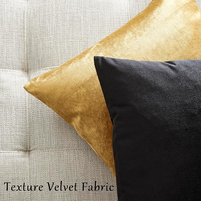 GIGIZAZA Black Velvet Pillow Covers 12x20,Decorative Lumbar Throw Pillows Modern Covers Small Solid Living Room Pillow Cases for Couch Pack of 2