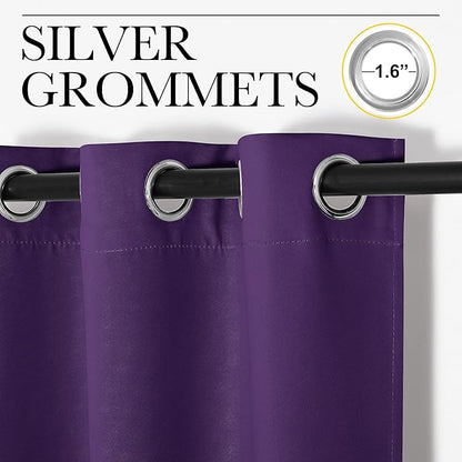 NICETOWN Royal Purple Blackout Curtains 78 inches Length for Bedroom, 2 Panels, 42" Wide, Thermal Insulated Decoration Drapes for Office Window