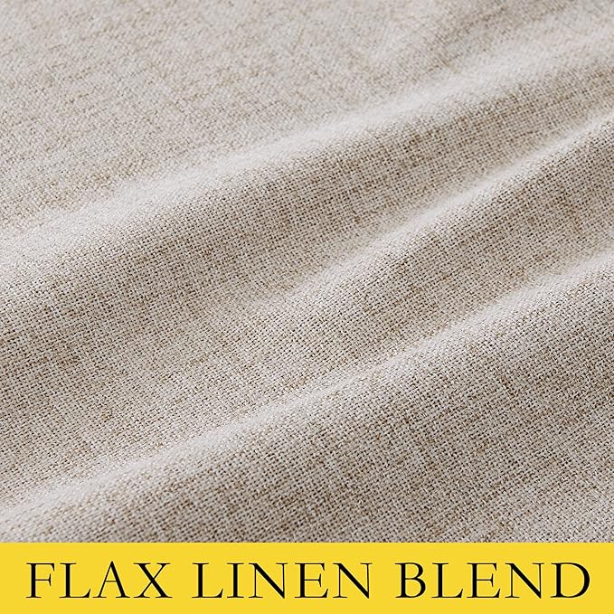 NICETOWN Oatmeal Vintage Open Linen Weave Flax Thermal Curtains, 100% Blackout Curtains 90" Long for Dining Room, Soundproof Window Treatment Drapes for Home Office, 62" Wide Per Panel, Set of 2