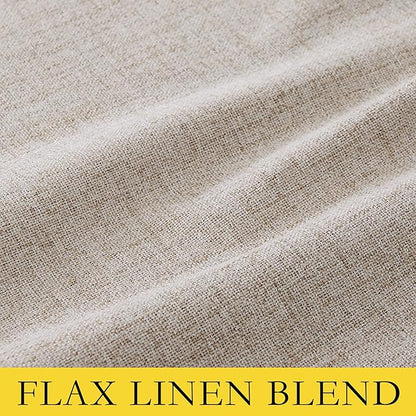 NICETOWN Farmhouse Style Keep Warm Large Window Draperies 108 inches Length with Thermal Insulated Liners, 2 Panels, 52" W, Full Blackout Oatmeal Linen Curtains for Sliding Glass Door