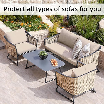 Patio Cushion Covers Outdoor Cushion Covers,Super Elastic Cushion Covers Replacement, Suitable for Outdoor Sofa Patio Couch Cover Replacement (8Pcs,Beige,Cover Only)