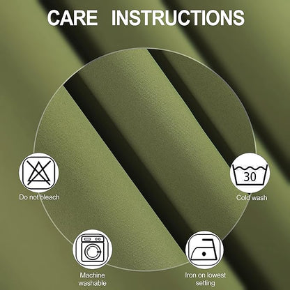 LEMOMO Olive Green Thermal Blackout Curtains/38 x 63 Inch/Set of 2 Panels Room Darkening Curtains for Bedroom