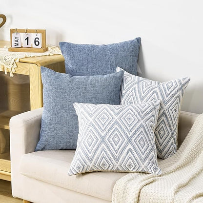 HPUK Decorative Throw Pillow Covers Set of 4 Couch Pillows Accent Cushion Cover for Couch Sofa Living Room, 20"x20" inches, Blue