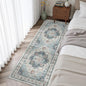 Madane Blue Runner Rug, 2x5, Low-Pile, Non-Slip, Washable, Stain Resistant, Retro, Machine-Made, Microfiber, Floral, Kitchen, Living Room, Bedroom, Laundry Room