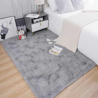 Chicrug Soft Area Rugs for Bedroom Living Room Plush Fluffy Rug 9x12 Feet, Shag Furry Area Rug Carpet Non Shedding for Nursery Children Kids Girls Room Home Decorative, Grey