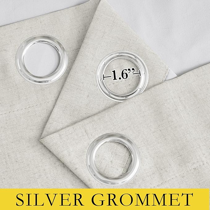 NICETOWN Linen Blackout Curtains for Kitchen, Ivory, 2 Panels, 34" Wide x 60" Long, Short Kitchen Burlap Linen 100% Blackout Drape Panels for Night Shift, Great Job for Blocking Light