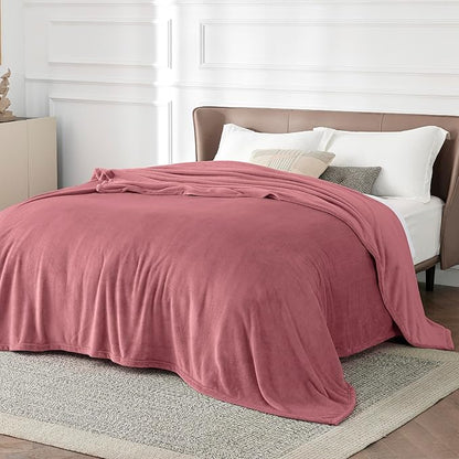 Bedsure GentleSoft Fleece Bed Blankets Queen Size Dusty Rose - Soft Lightweight Plush Fuzzy Cozy Luxury Blanket Microfiber, 90x90 inches