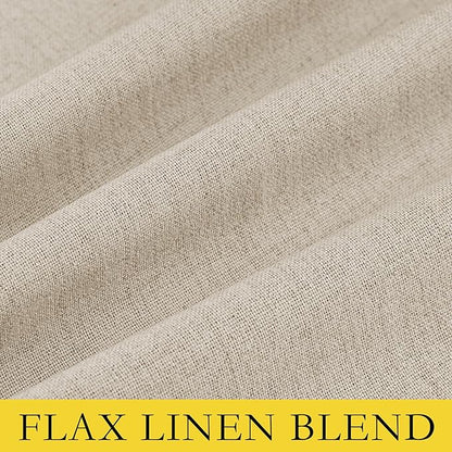 NICETOWN Cream 100% Blackout Linen Curtains 63 inch Long Burg for Kitchen, 1 Pair, 62" Width Each Panel, Farmhouse Thick Completely Blackout Window Treatment Thermal Insulated Drapes